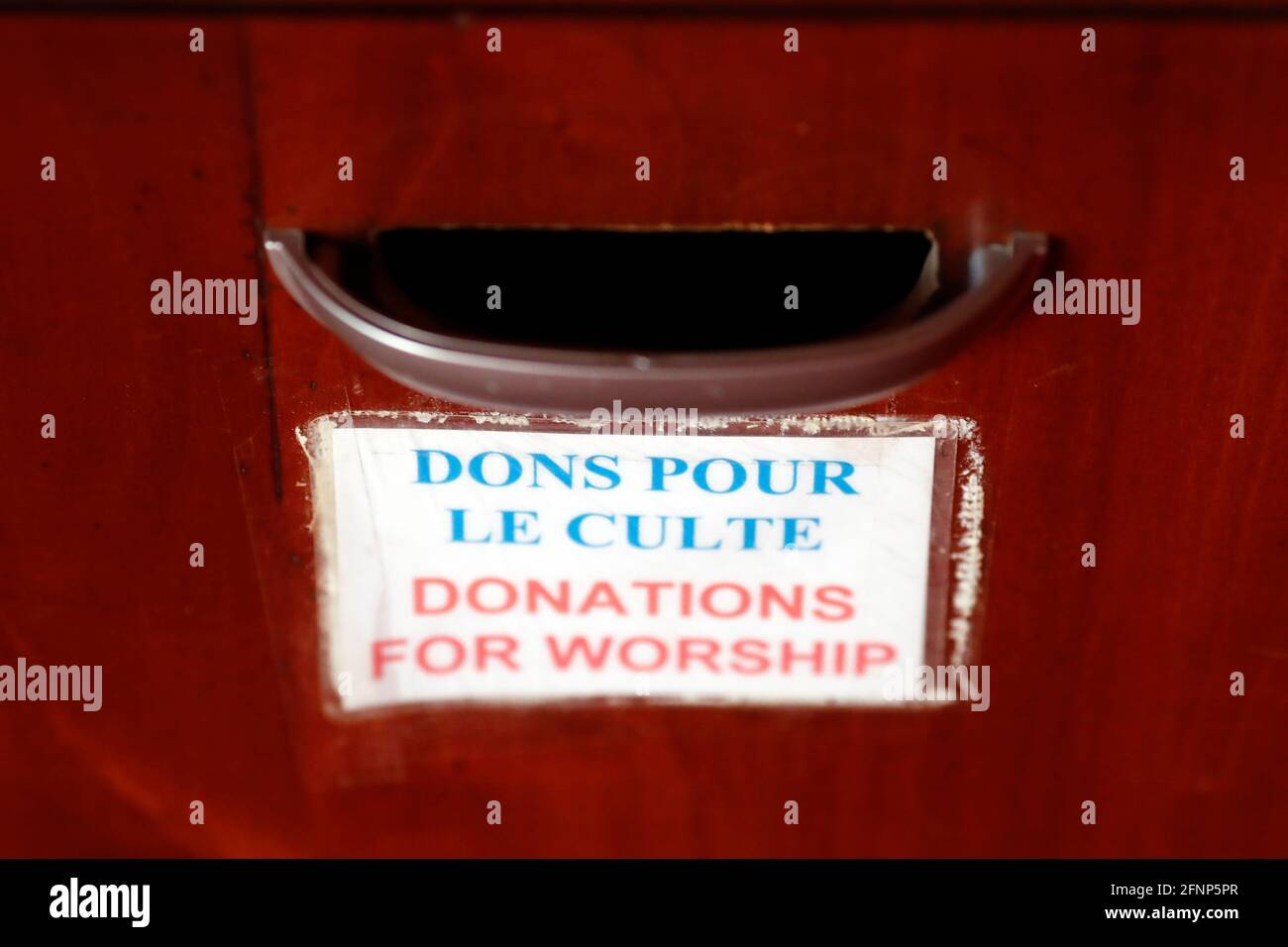 Collecting box  for receiving donations.  Frejus. France. Stock Photo