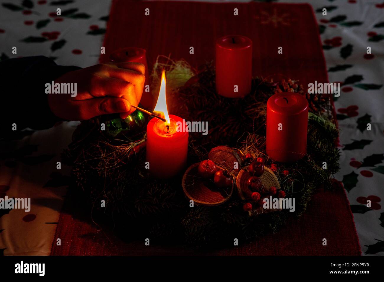 Advent candles, Montrouge, France Stock Photo