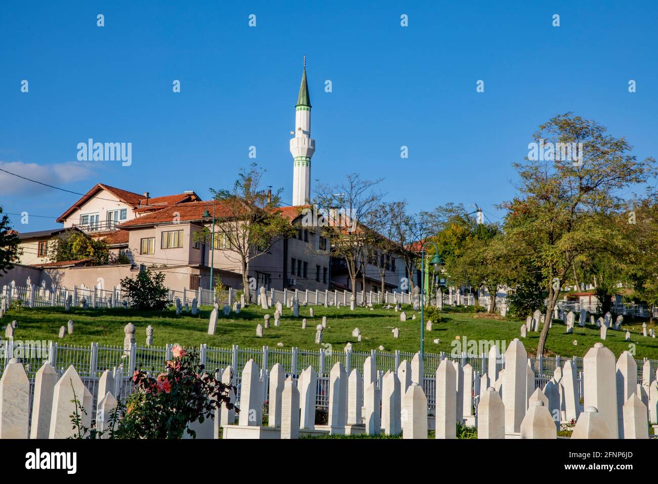Martyrs' Memorial Cemetery Kovaci in Stari Grad, Sarajevo, the main cemetery for soldiers from the Bosnian Army who were killed during the aggression Stock Photo