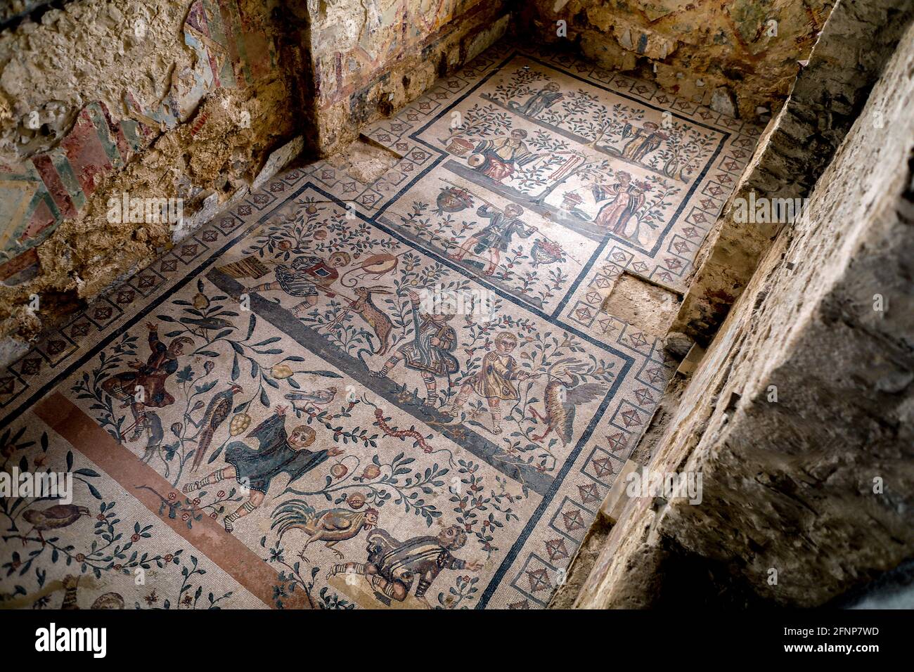 Villa Romana del Casale, Piazza Armerina, Sicily, Italy. Mosaics Stock Photo