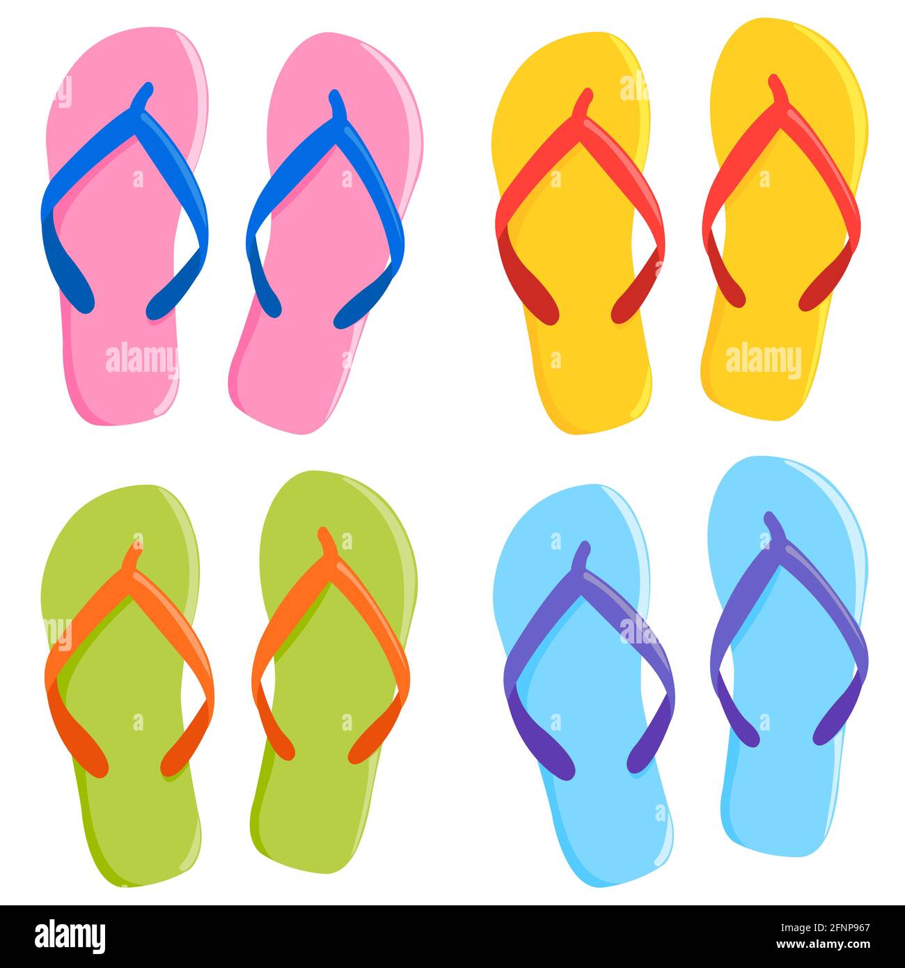 Colorful summer flip flops on white background Stock Photo - Alamy