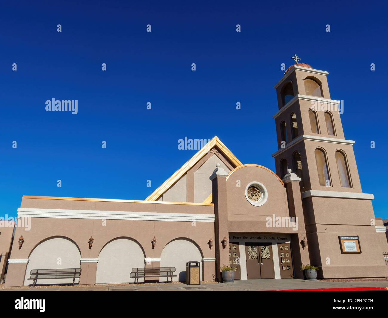 Sunny exterior view of the St Peter the Apostle at Henderson, Nevada