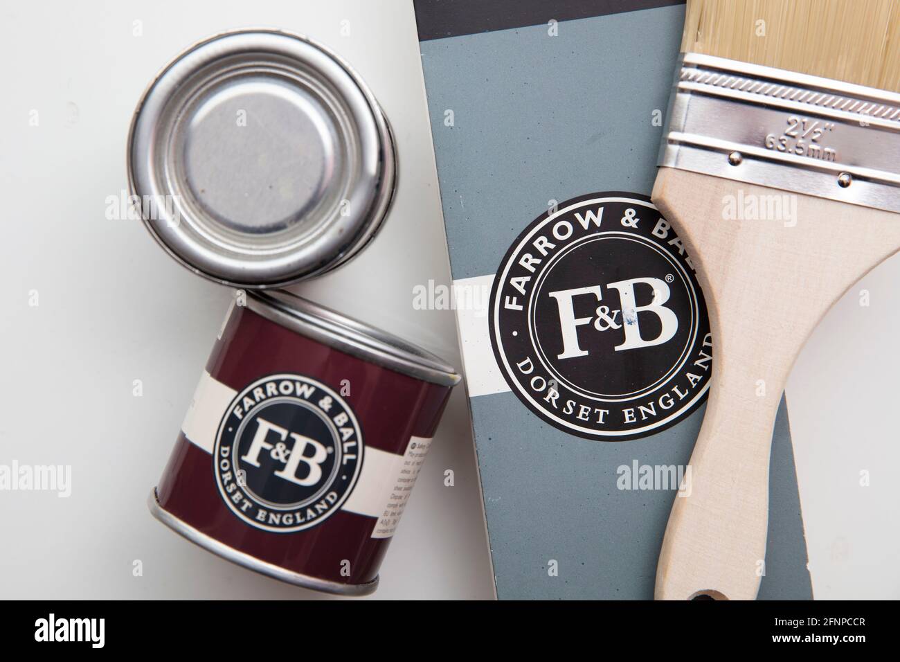 LONDON, UK May 2021 Farrow and ball luxury paint brand sample pots