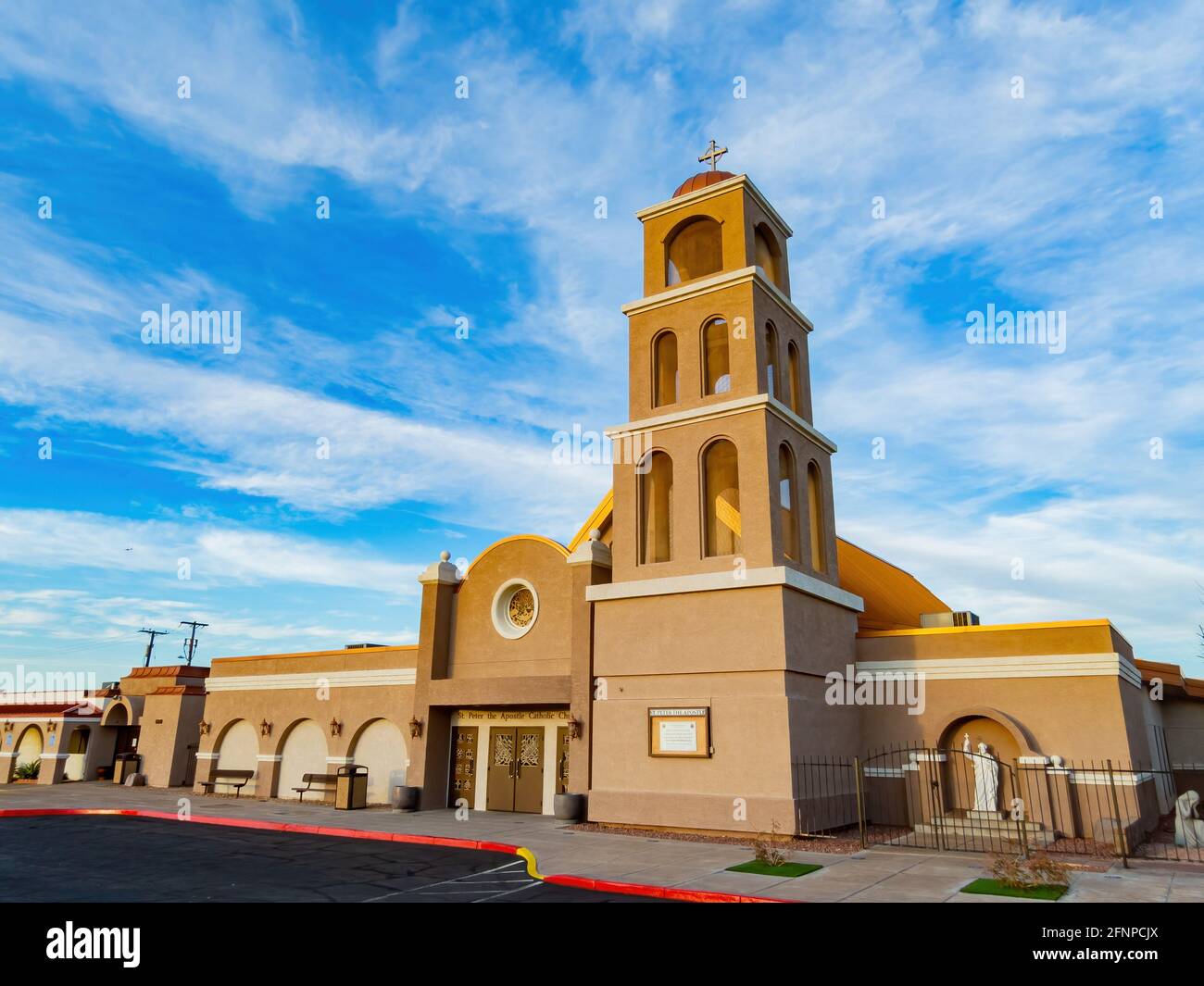 Sunny exterior view of the St Peter the Apostle at Henderson, Nevada