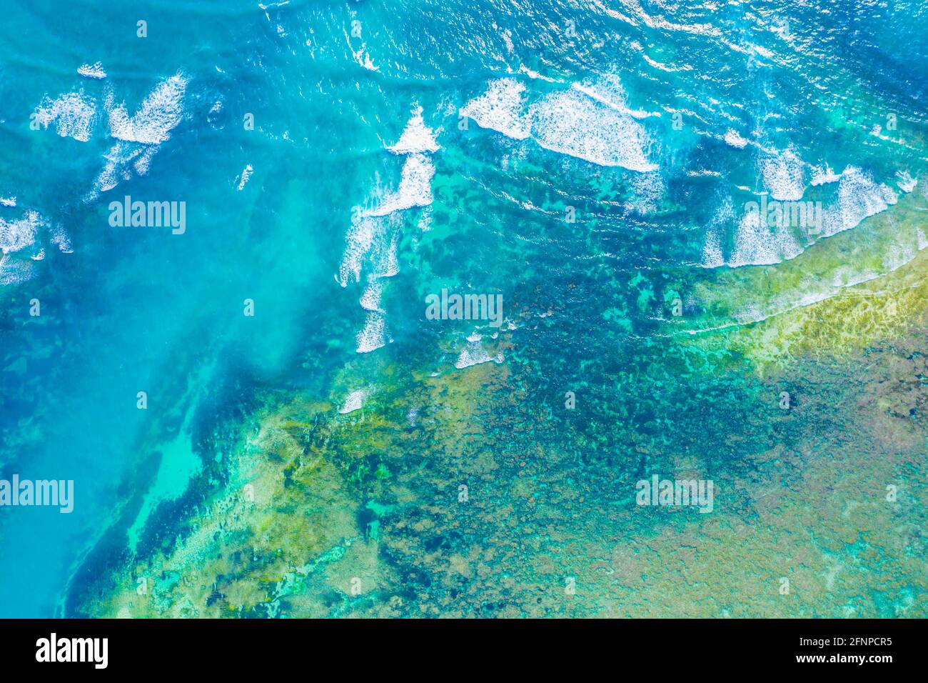 Aerial view to ocean waves. Blue water background. Dramatic colors ...
