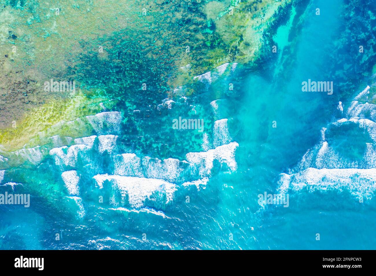 Aerial view to ocean waves. Blue water background. Dramatic colors ...