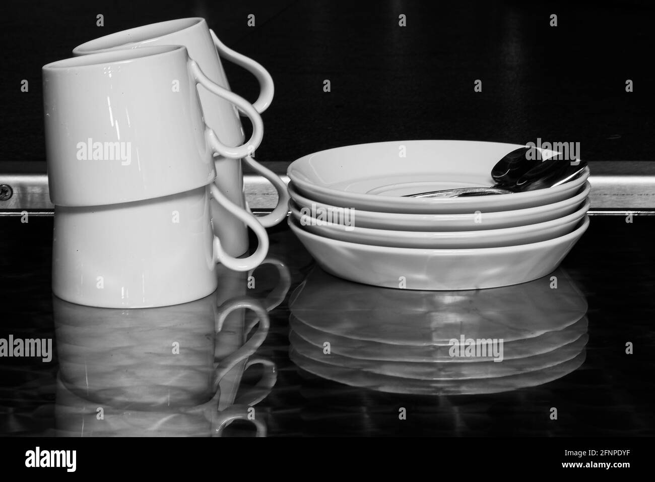 Cups and saucers for coffee or tee Stock Photo