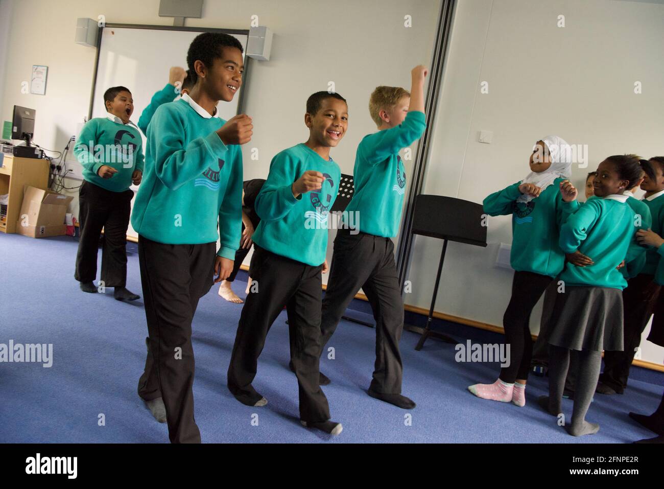 Drama lesson in a London multicultural primary school Stock Photo