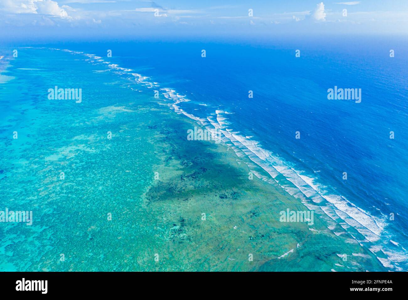 Aerial view to ocean waves. Blue water background. Dramatic colors ...