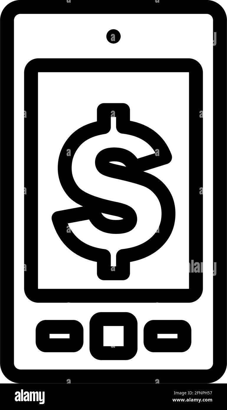 Smartphone With Dollar Sign Icon. Editable Bold Outline Design. Vector ...
