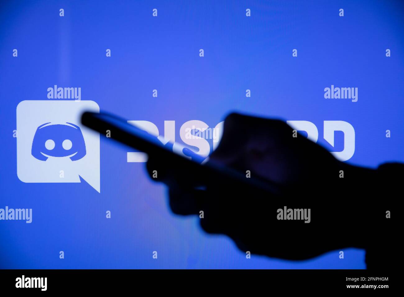 LONDON, UK May 2021 Discord social network logo on a smartphone