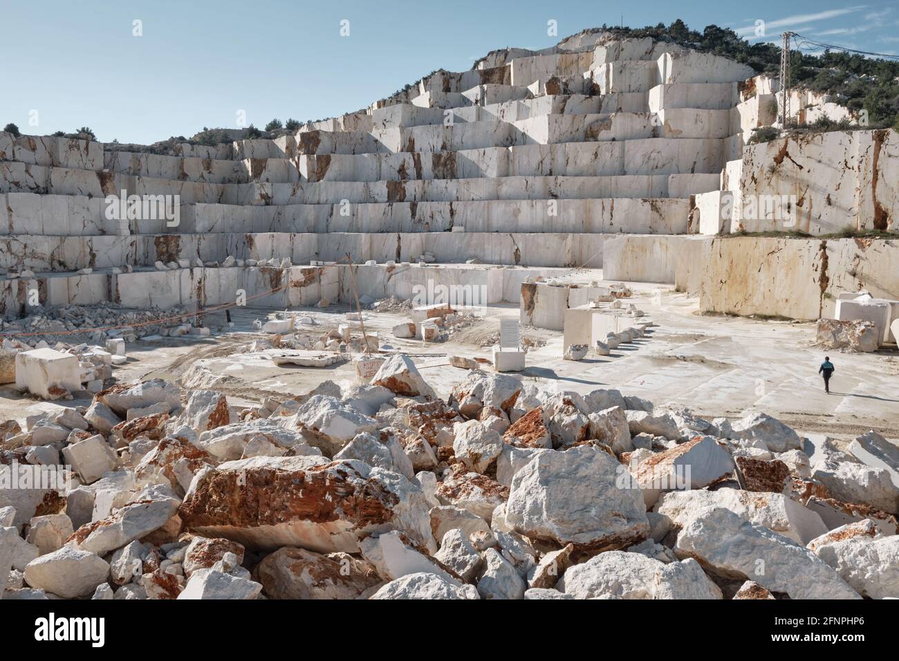 Ledges of abandoned marble quarry in a daytime Stock Photo - Alamy