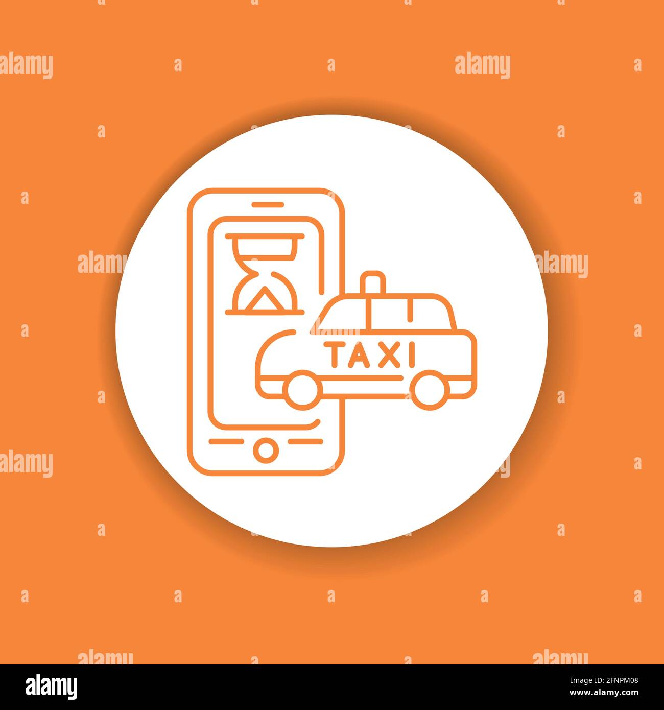 Taxi waiting time color glyph icon. Online mobile application order taxi service. Pictogram for web, mobile app, promo. Stock Vector