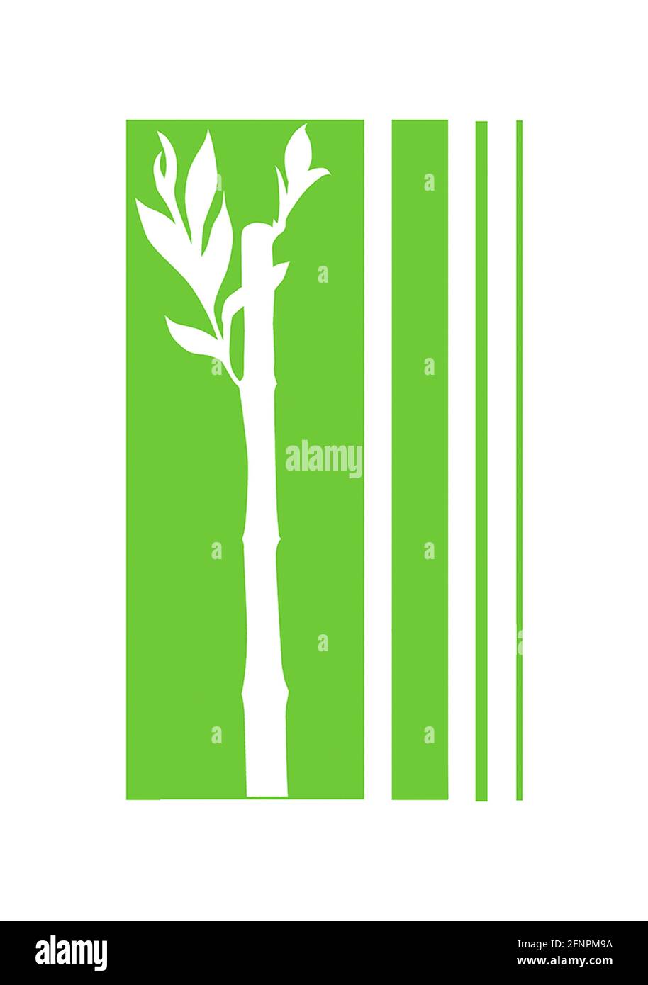 Vector graphic shows cut out silhouette of a bamboo branch. Next to it vertical lines are cut out. A rectangular pattern for Asian decorations. Stock Vector