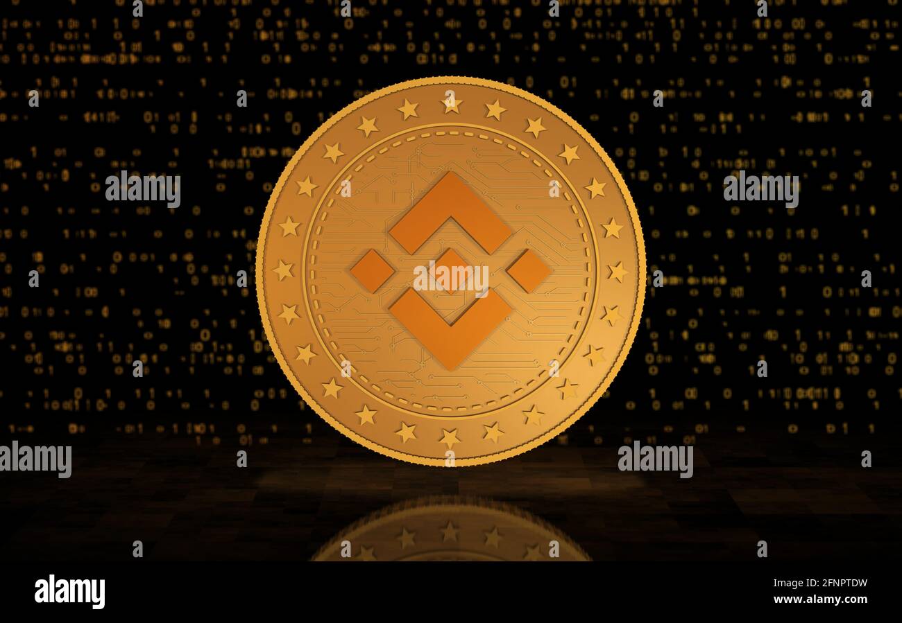 Binance BNB cryptocurrency symbol gold coin on green screen background.  Abstract concept 3d illustration Stock Photo - Alamy