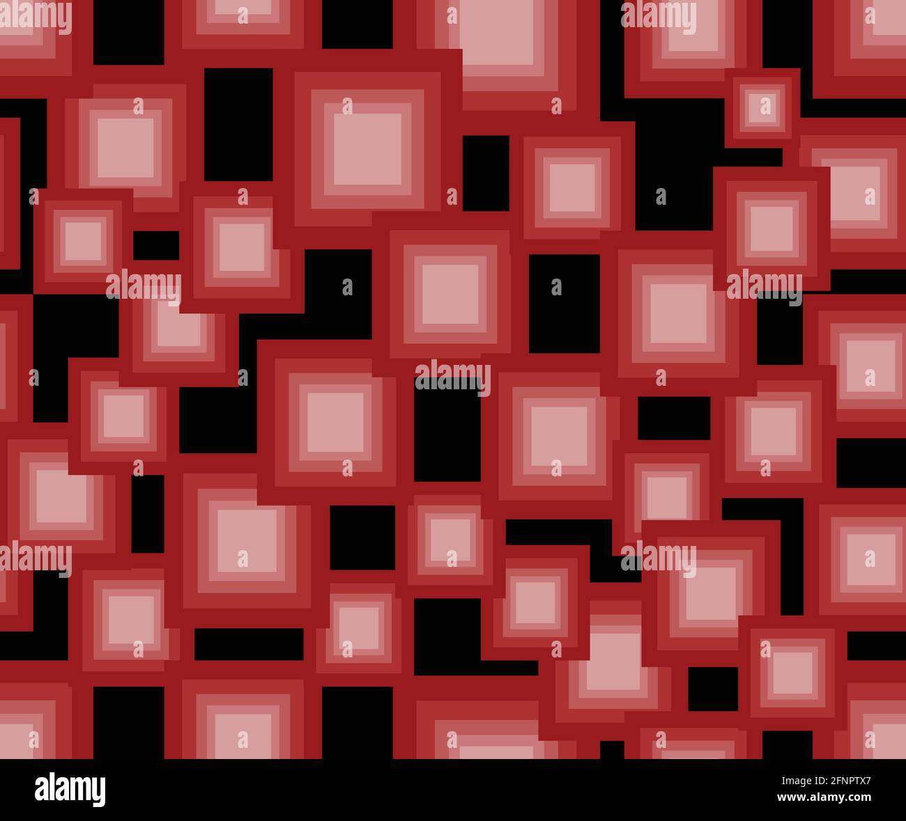Abstract modern seamless background with red squares on the black area ...