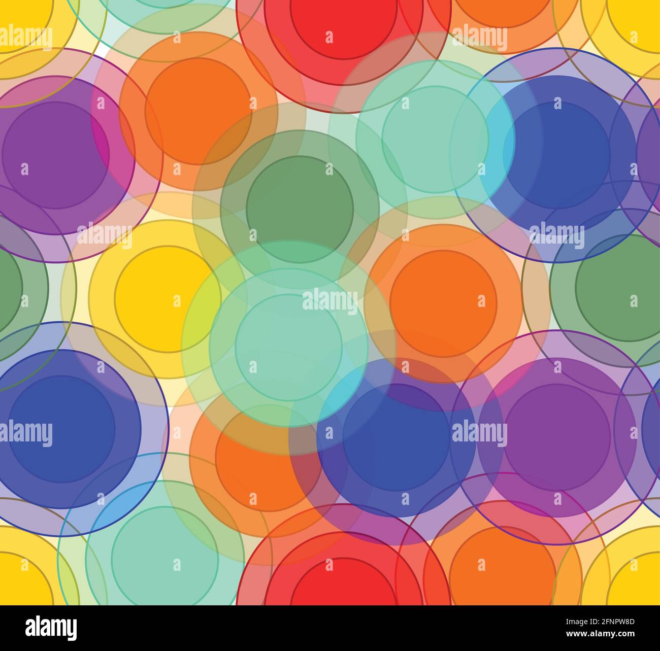 Cheerful background with transparent overlapping circles in rainbow ...