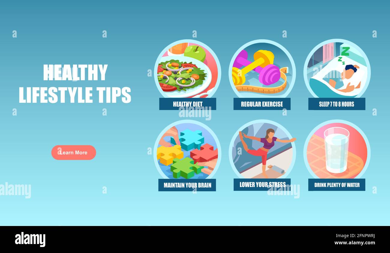 Vector Banner Poster Of Healthy Lifestyle Tips Stock Vector Image Art Alamy
