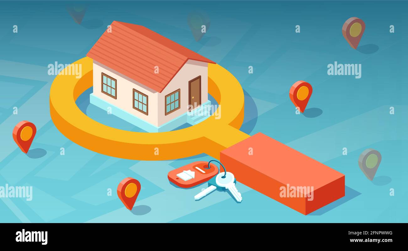 Choosing the right home and house location. Real estate concept Stock Vector