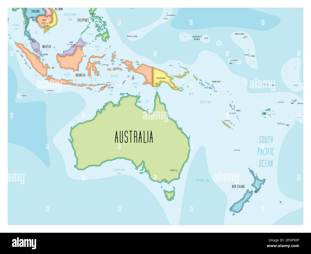 Australia To Philippines Map Australia Map - Hand-Drawn Cartoon Style Stock Vector Image & Art - Alamy
