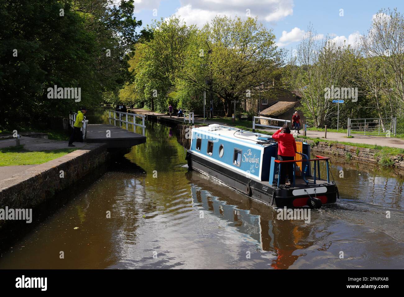 Hirst Lock at Saltaire on the Leeds & Liverpool Canal Stock Photo