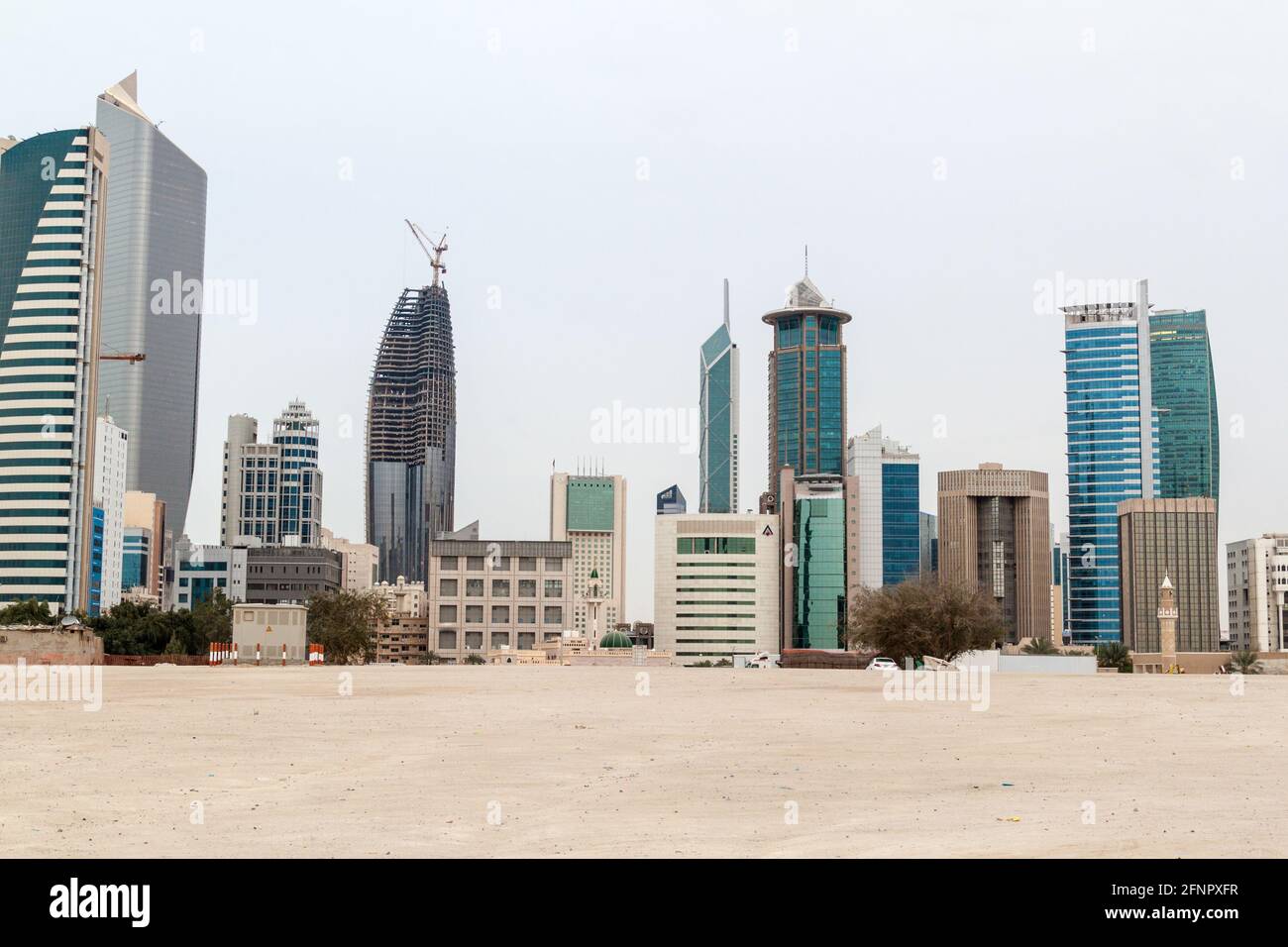 Skyline of Kuwait City from a beach Stock Photo