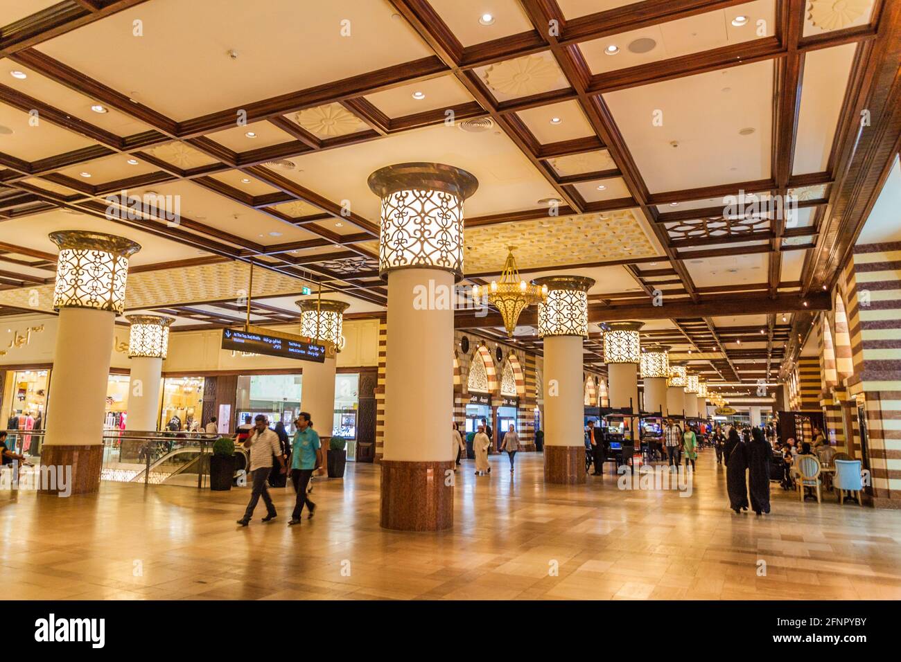DUBAI, UAE - MARCH 10, 2017: Interior of the Dubai Mall, one of the largest malls in the world. Stock Photo