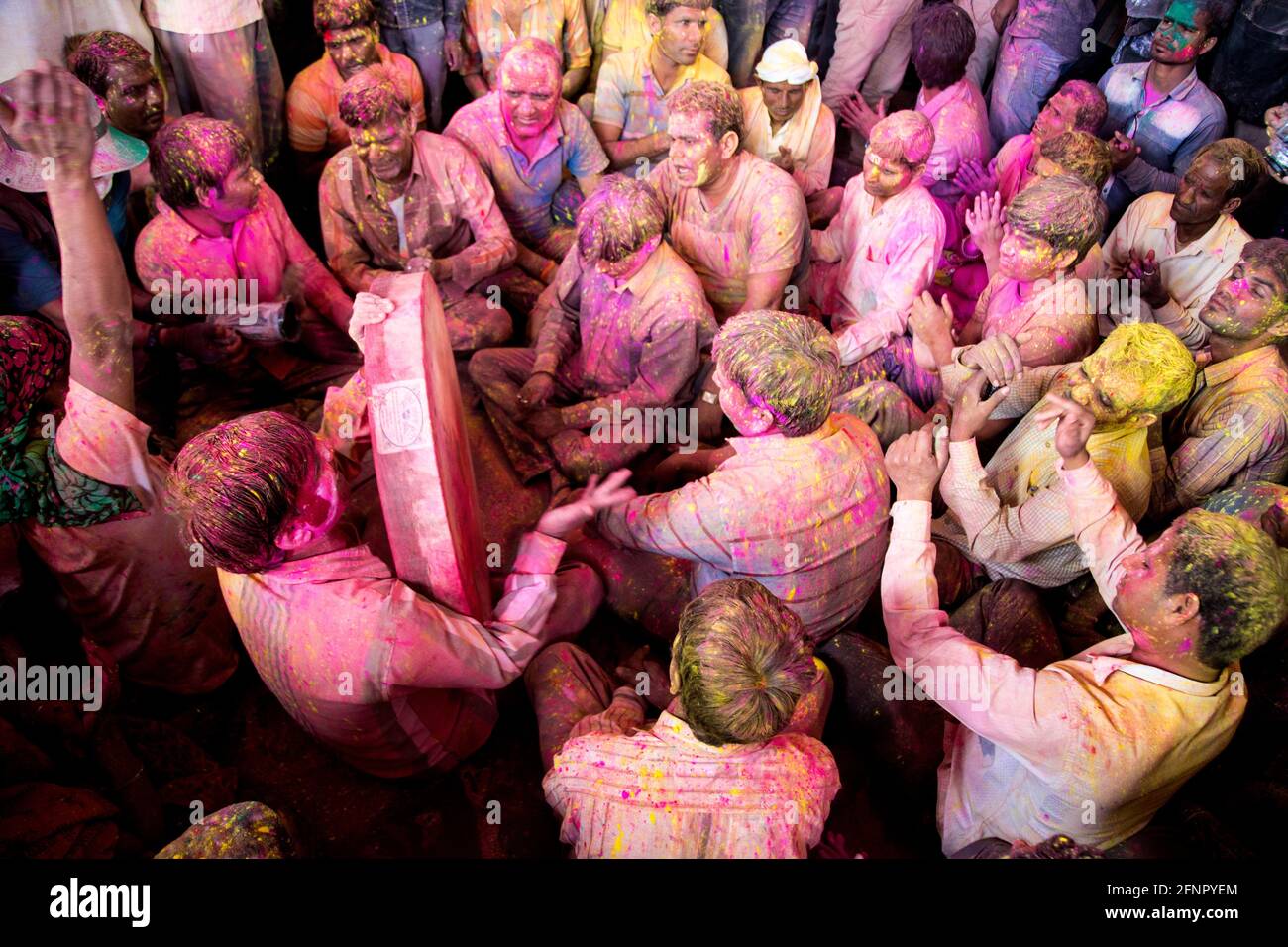 Lathmar Holi Barsana Nandgaon Vrindavan Festivals of Colours across India Stock Photo