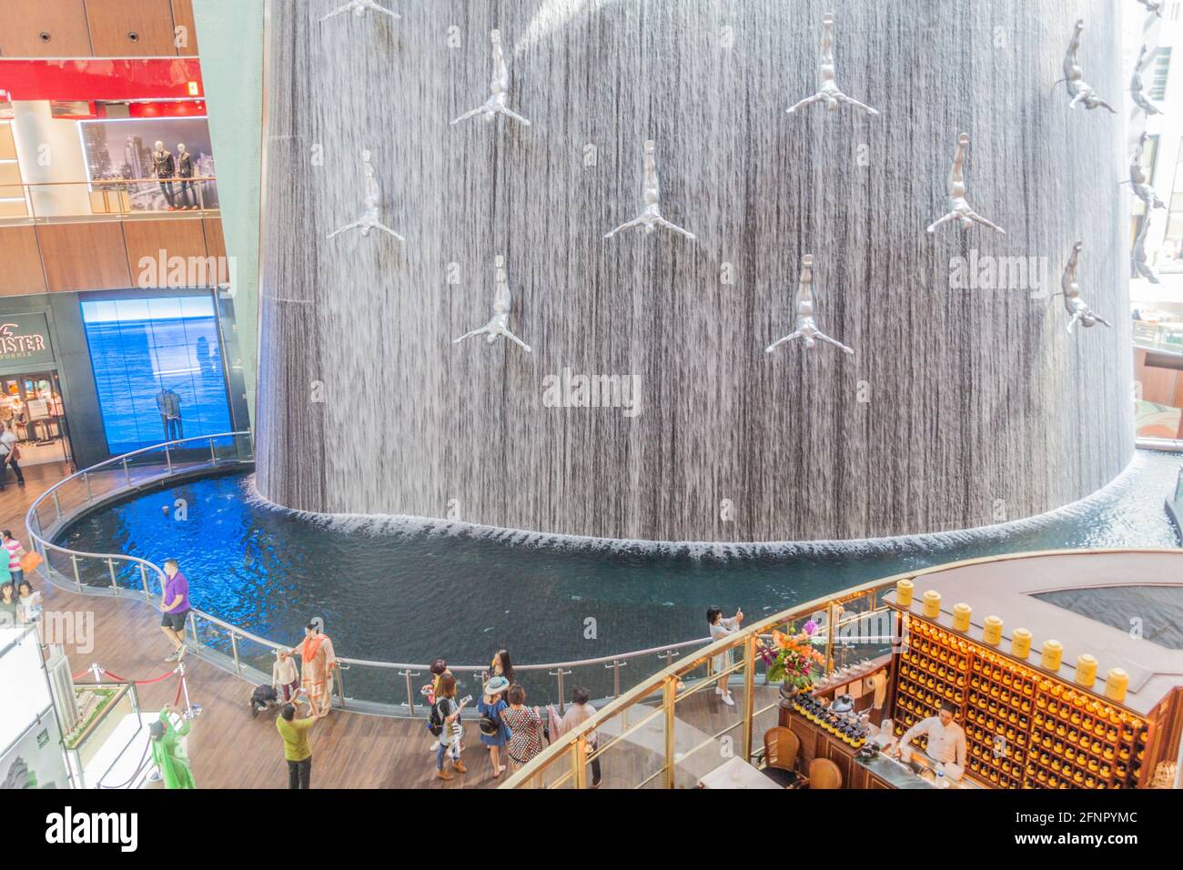 DUBAI, UAE MARCH 12, 2017 Human waterfall in the Dubai Mall, one of