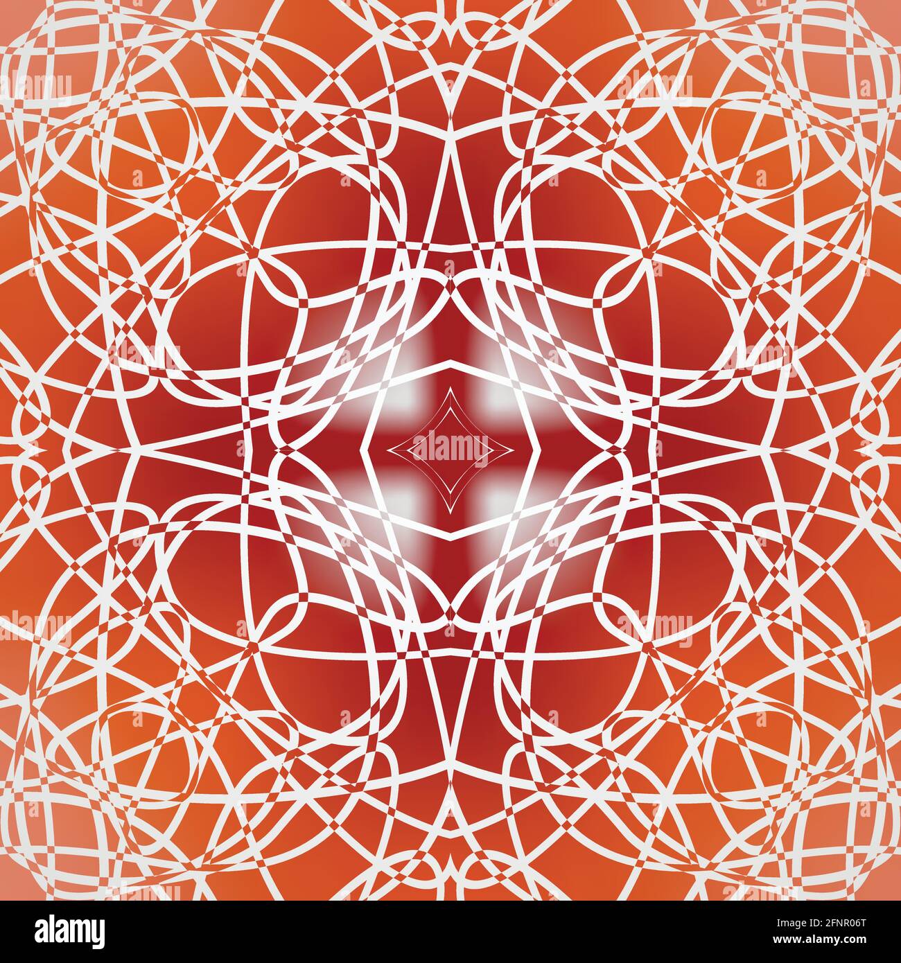 Square symmetric geometric red fine patterned tile in art deco design Stock Vector