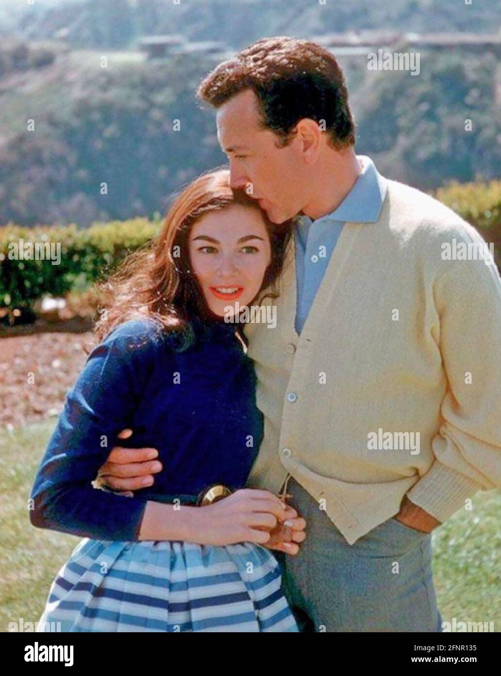 VIC DAMONE (1928-2018) American singer, film actor and TV presenter with first wife Pier Angeli about 1955 Stock Photo