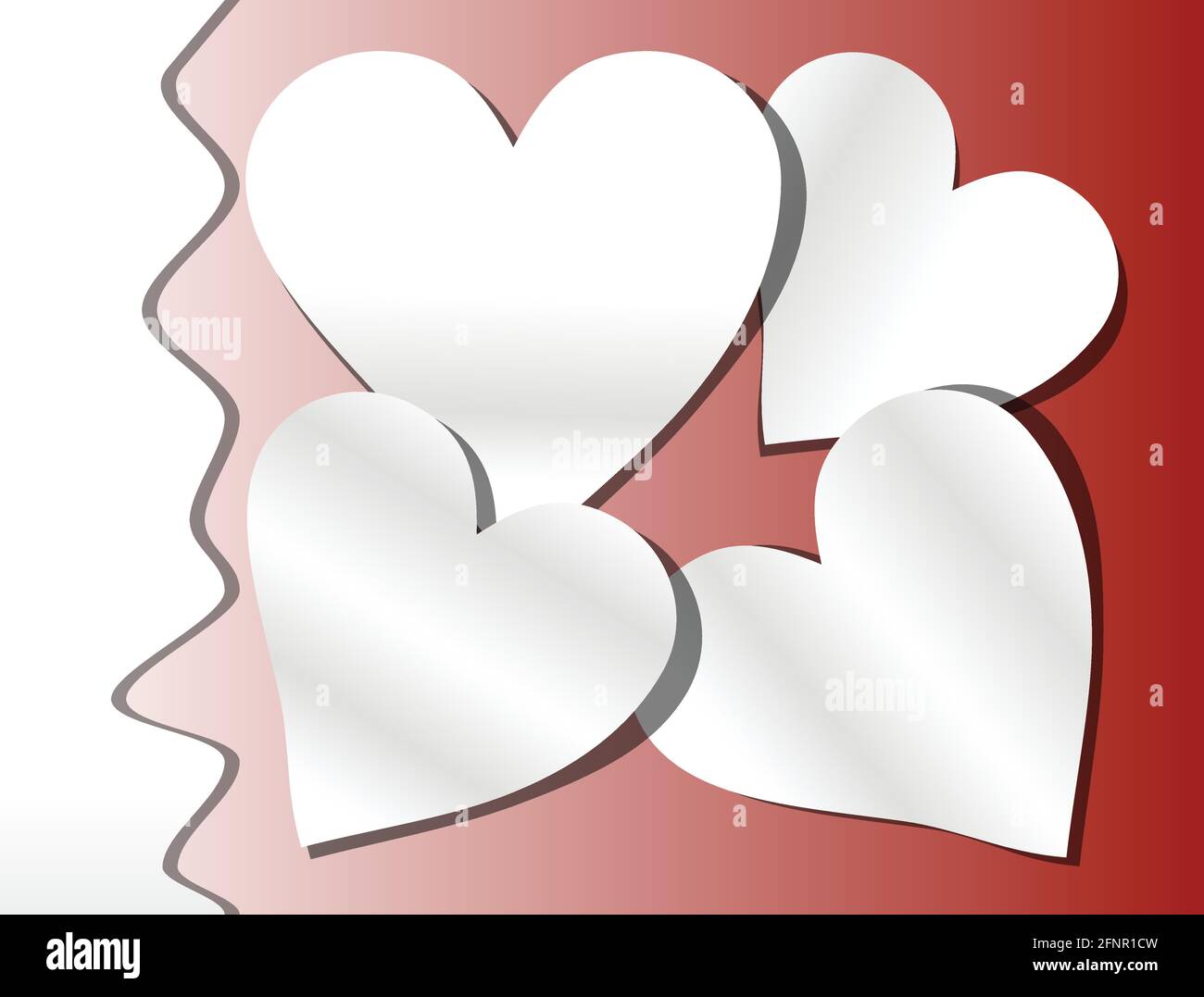 Red gradient background with white paper cut heart Stock Vector