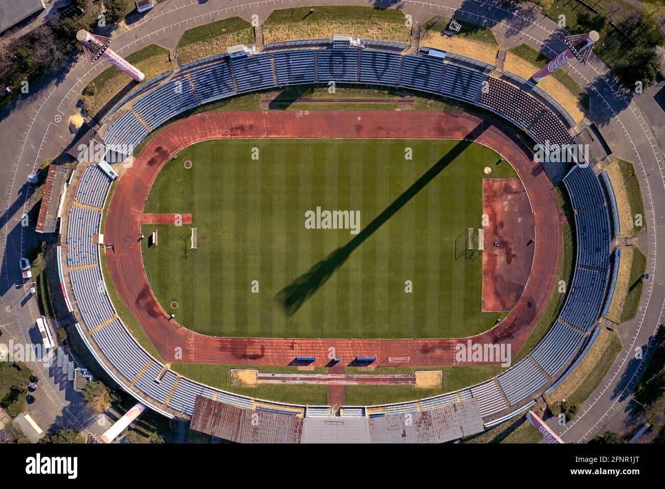 Aerial photo of footbal stadium Pasienky in Bratislava, Slovakia, 16.07.2019 Stock Photo