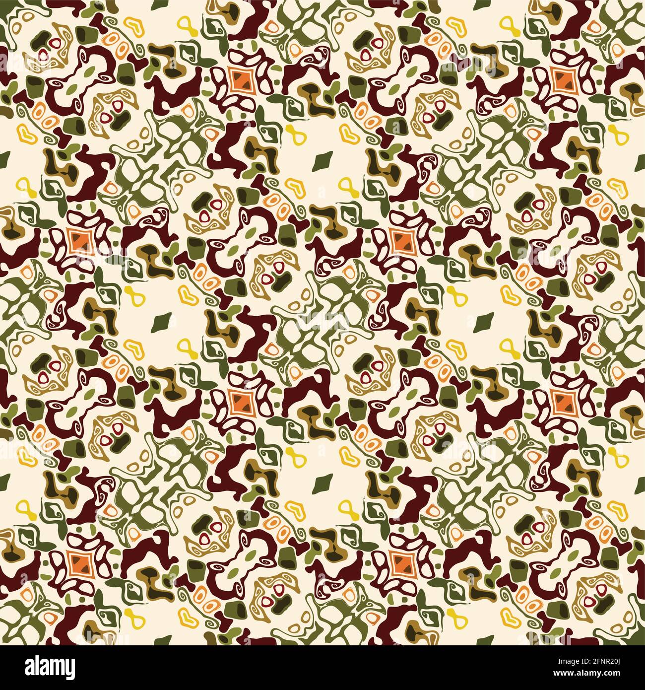 Decorative background tile in art deco design, beige, brown and red