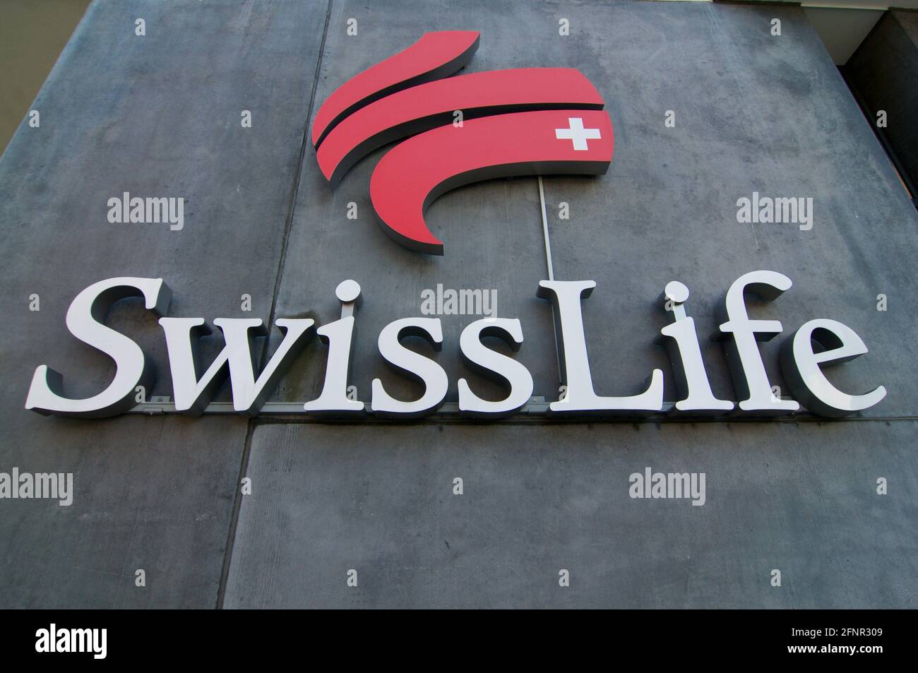 St. Gallen, Switzerland - 14th April 2021 : Swiss Life logo. Swiss Life is the largest insurance company of Switzerland and one of Europe’s leading co Stock Photo