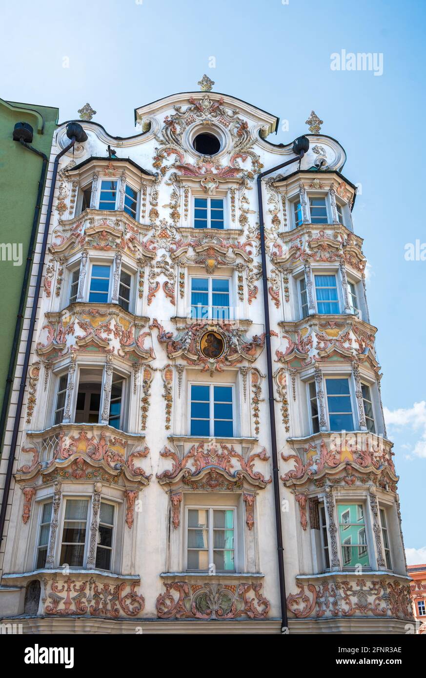 Beautiful facade of Helblinghaus in the old town of Innsbruck, Austria Stock Photo