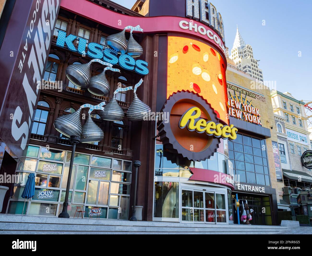Las Vegas, JAN 21, 2021 Hershey's Chocolate World sign of New York