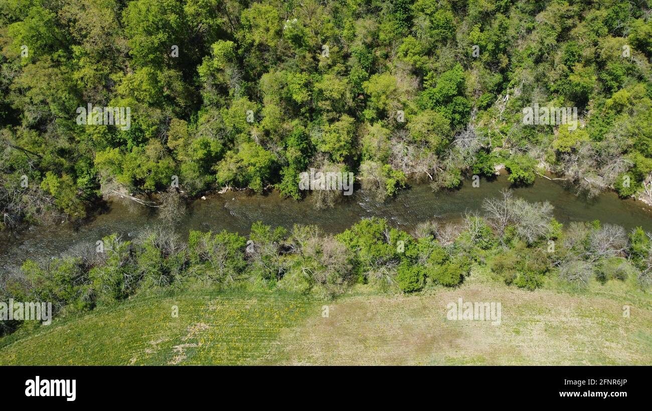 Aerial photos of landscape near Wytheville, Virginia taken by drone in 4k Stock Photo