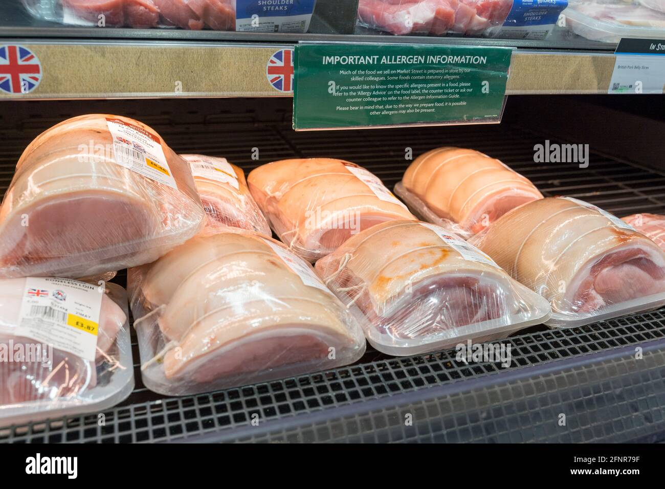 boneless loin prepacked for sale at supermarket, Morrisons Stock Photo