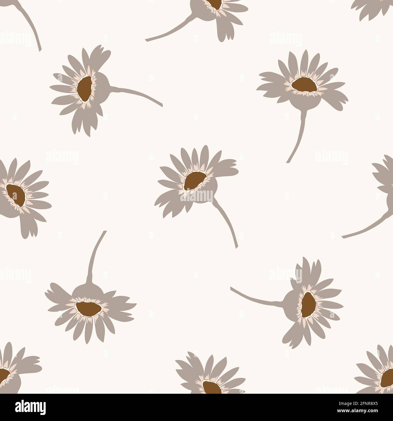 Seamless minimalist doodle floral pattern background. Calm boho earthy tone color  wallpaper. Simple modern scandi unisex flower design. Organic Stock Vector  Image & Art - Alamy