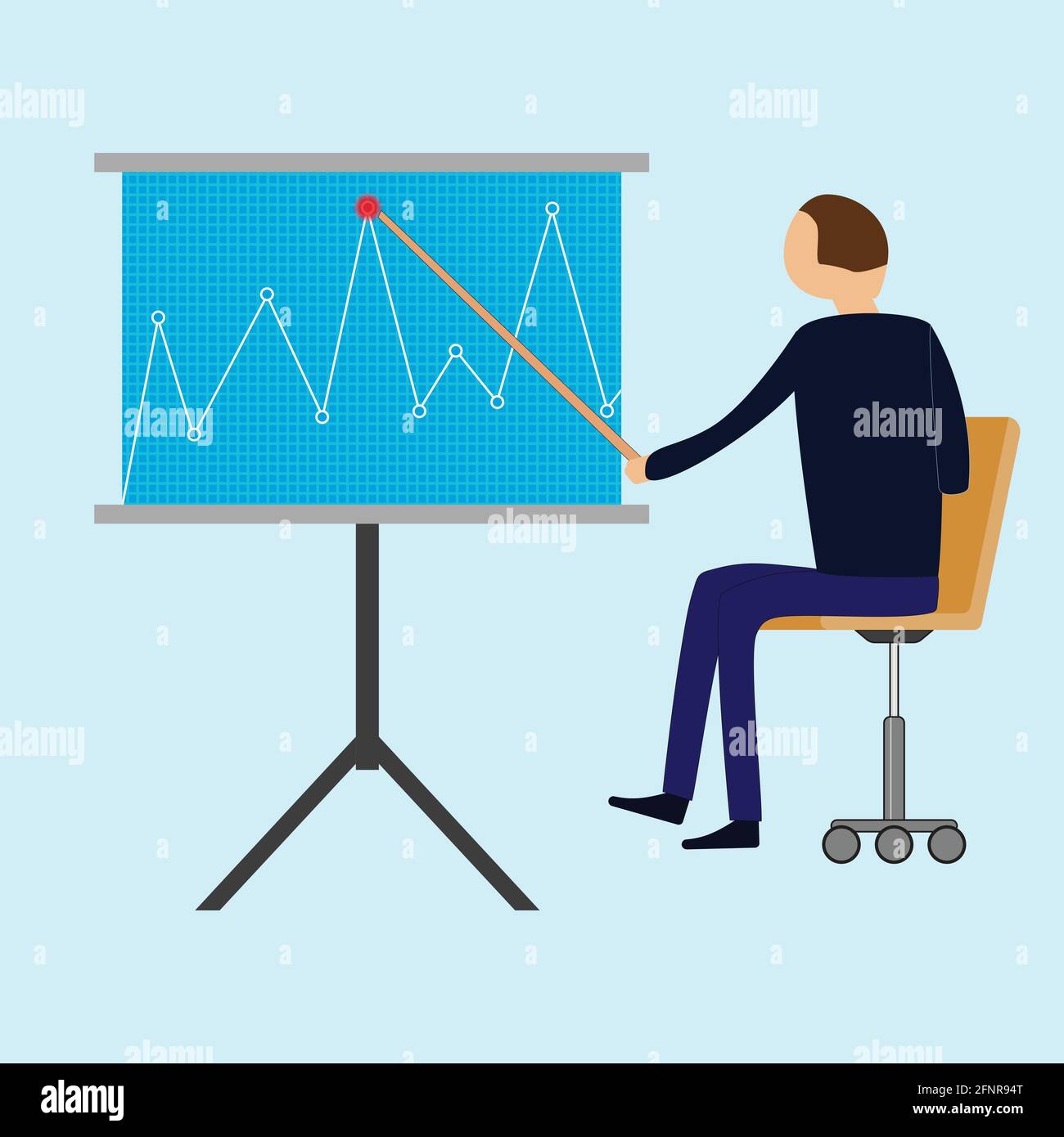 Businessman Points Out A Spot On A Graph Stock Vector Image Art Alamy