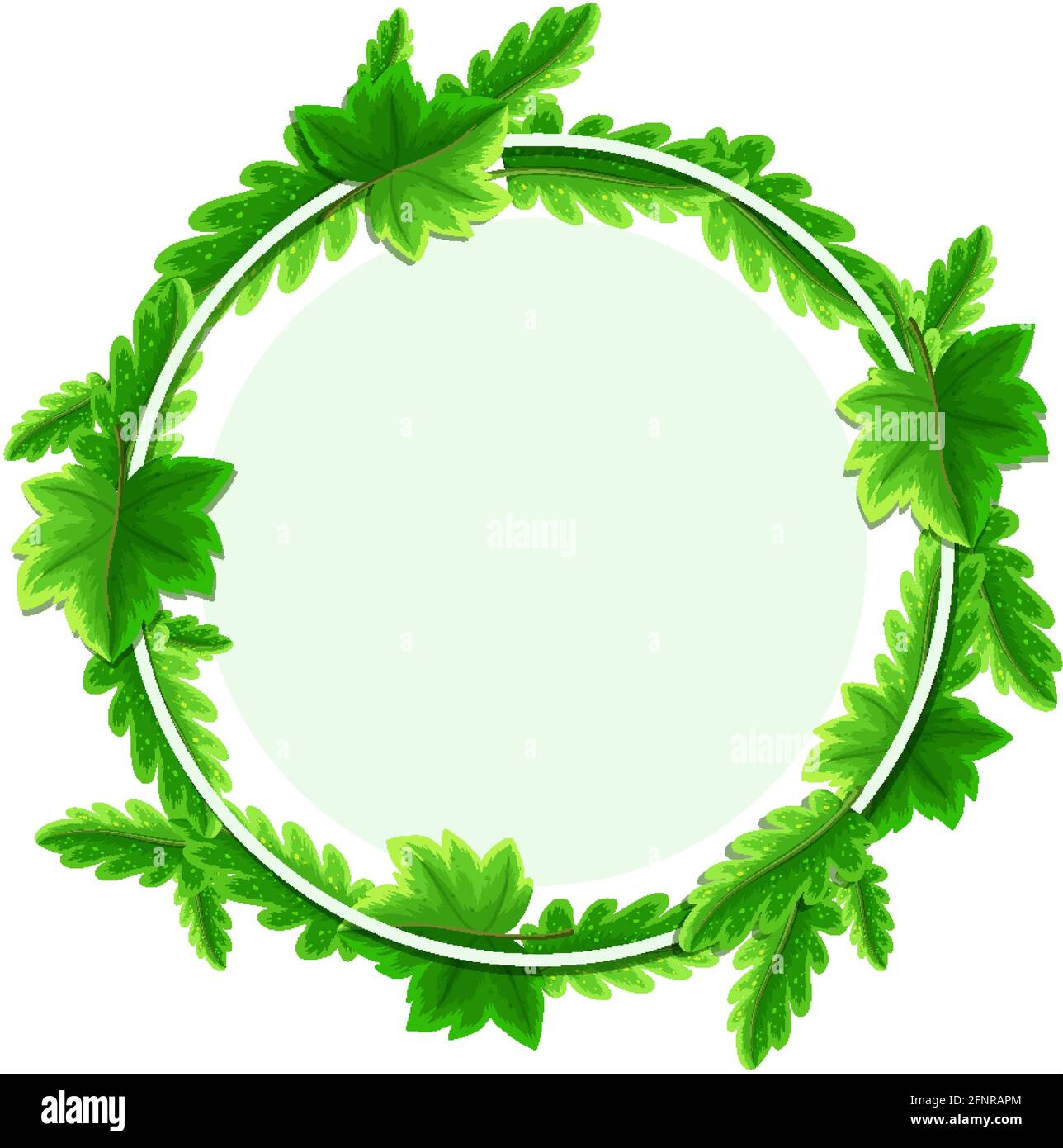Round tropical leaves frame template illustration Stock Vector Image ...