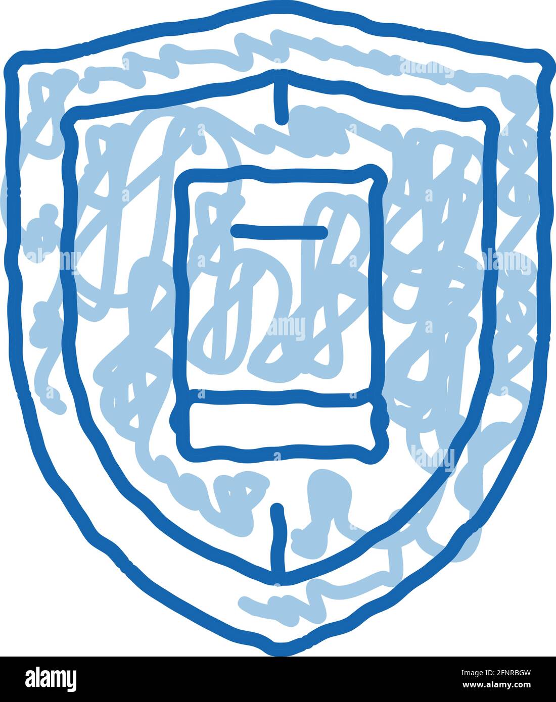 shield policy doodle icon hand drawn illustration Stock Vector