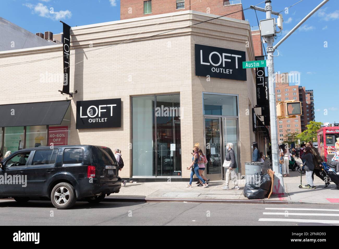 a Loft outlet store at the corner of Austin street and 70th Road in Forest HIlls, Queens New York, an Ann Taylor brand retail clothing chain Stock Photo