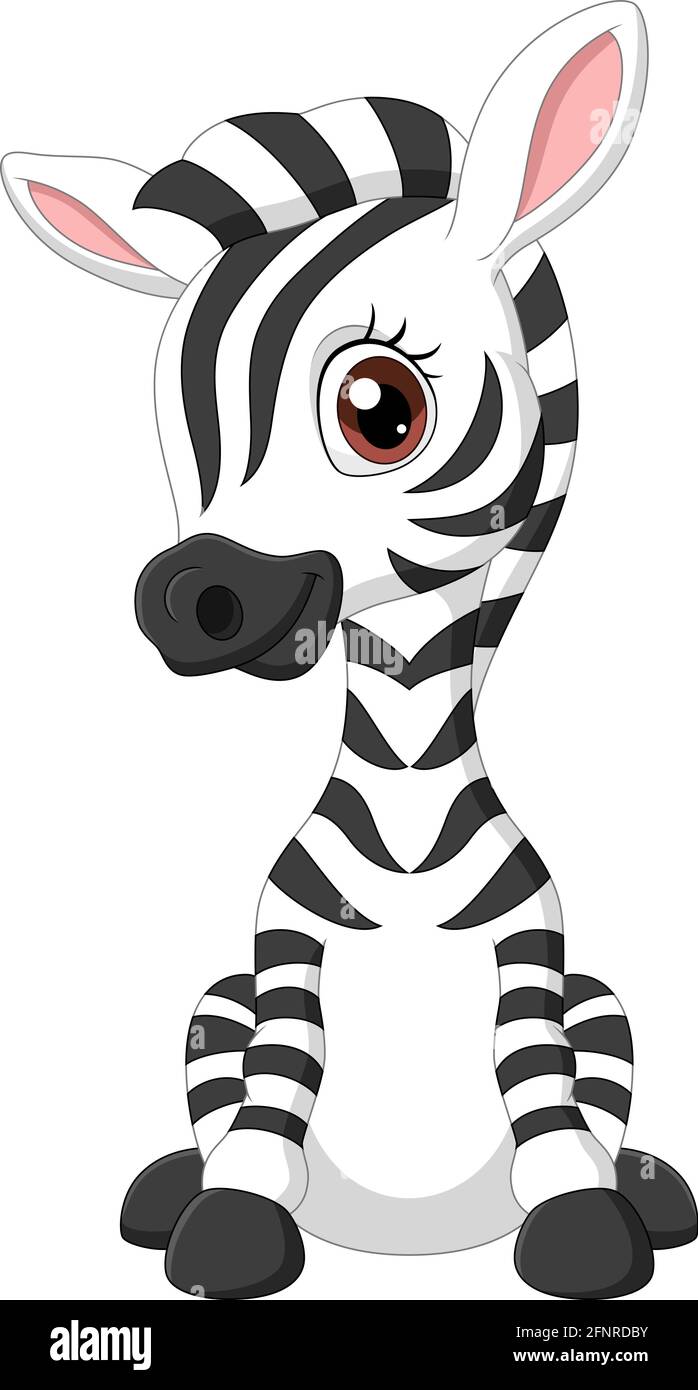 Cartoon funny baby zebra sitting Stock Vector