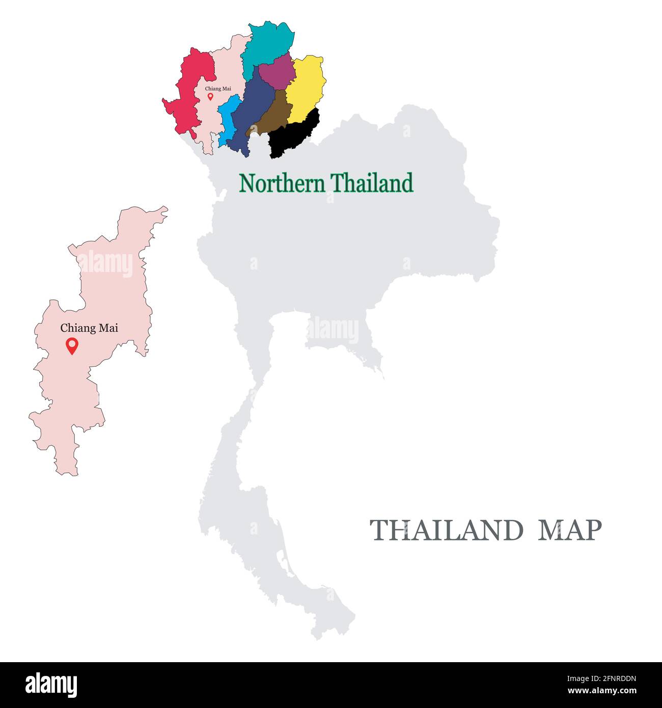 Chiang Mai Thailand Map Maps Of Thailand With Red Maps Pin On Soft Pink Color Of Chiang Mai  Province Stock Vector Image & Art - Alamy