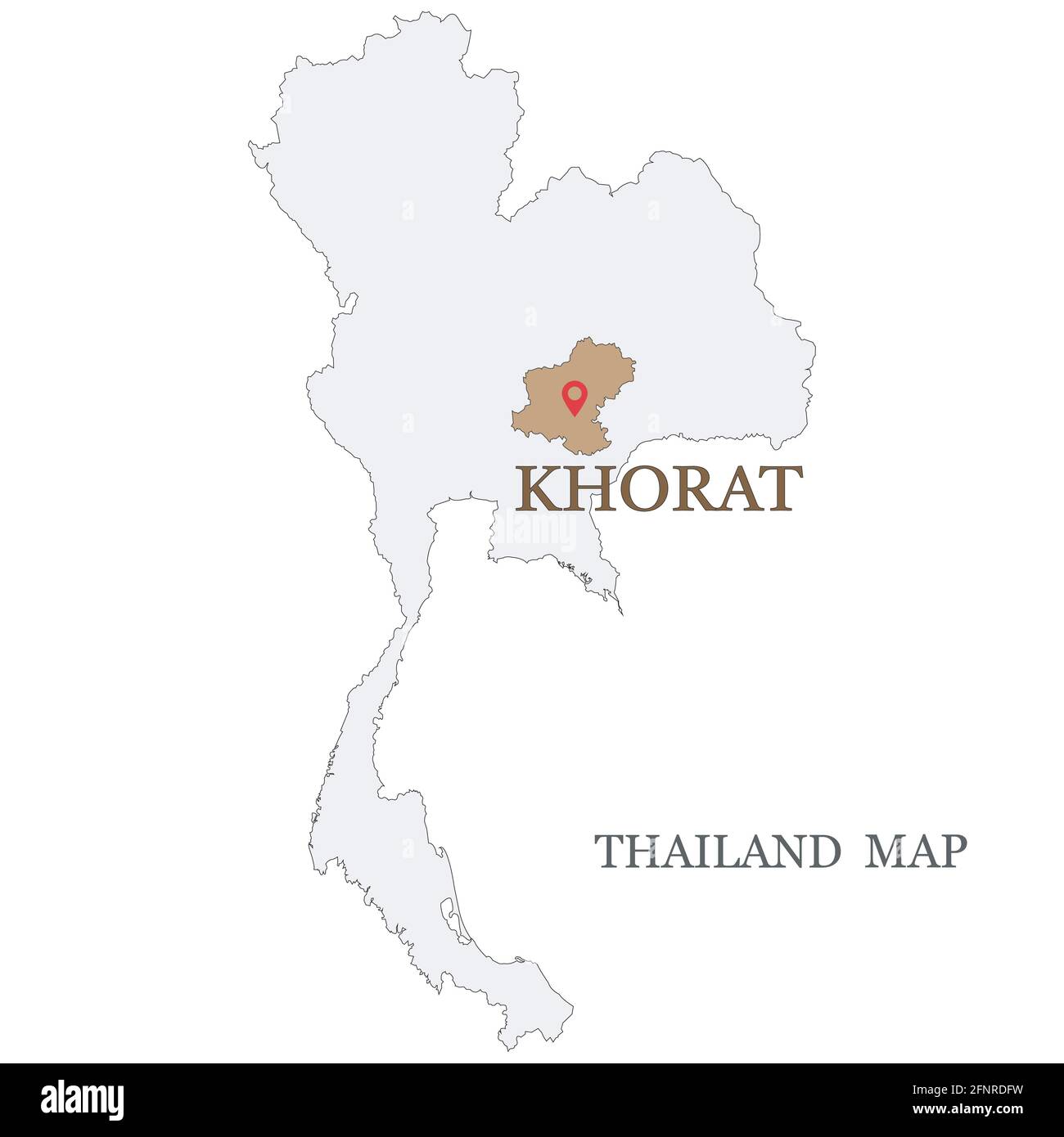 Maps Of Thailand With Red Maps Pin On Khorat Korat Or Nakhon Ratchasima Province In Golden Brown Area In White Background Stock Vector Image Art Alamy
