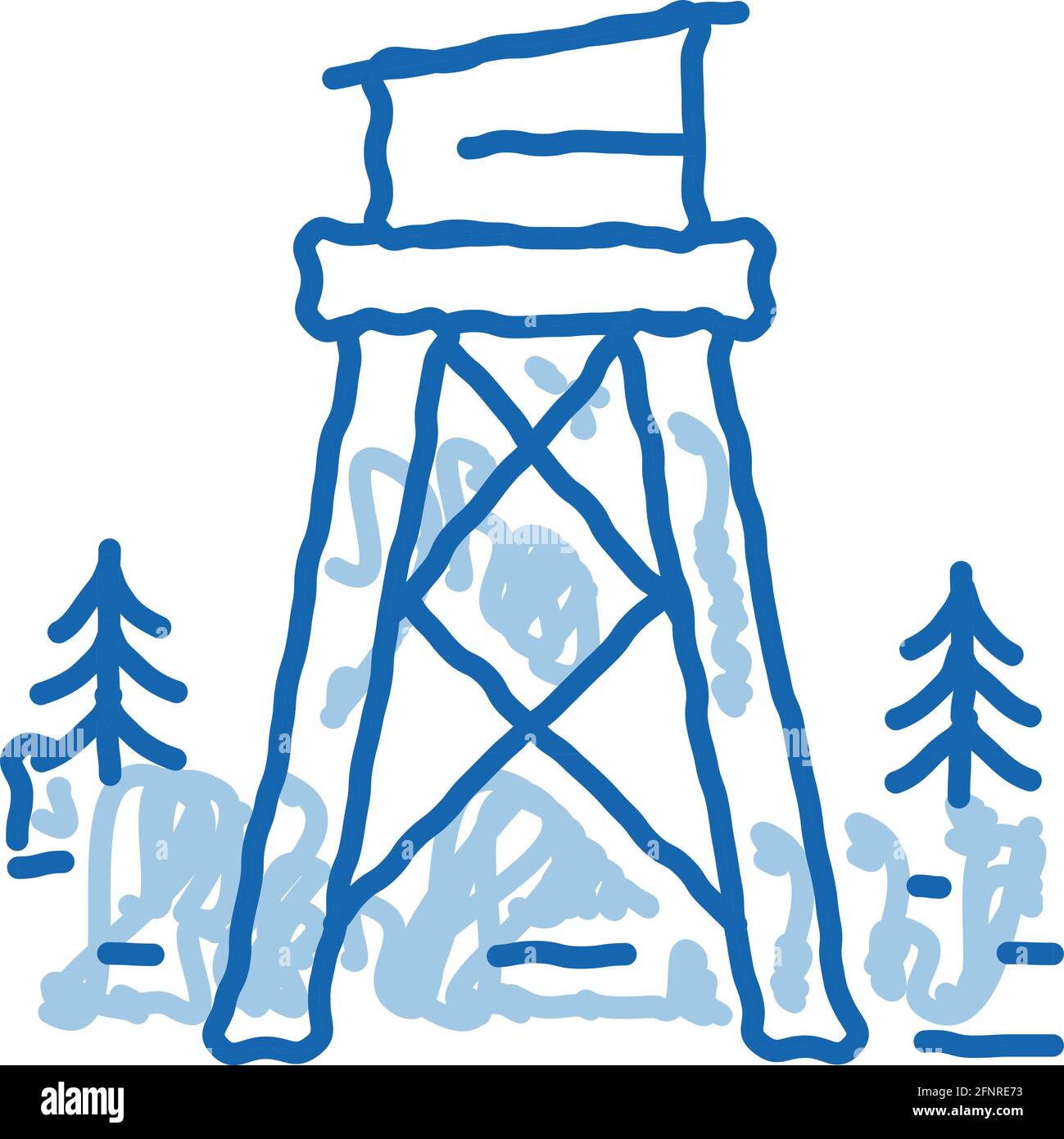 rescue forest tower doodle icon hand drawn illustration Stock Vector