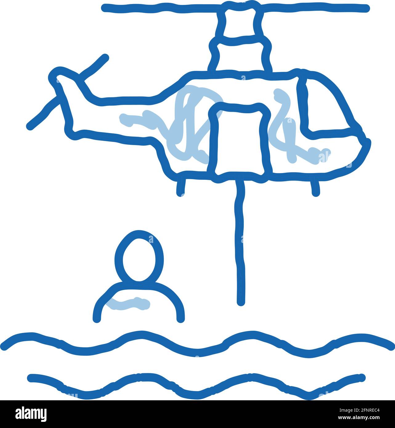 helicopter rescue on sea doodle icon hand drawn illustration Stock ...
