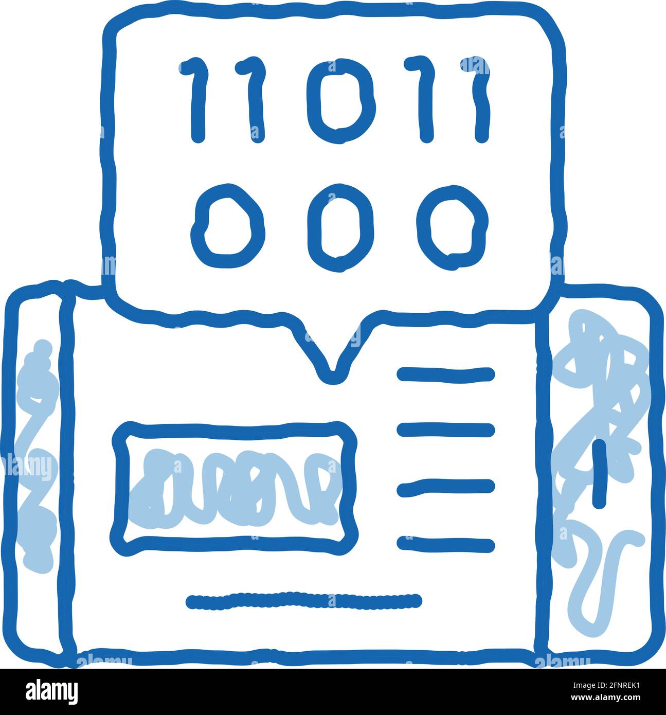 phone app binary code doodle icon hand drawn illustration Stock Vector